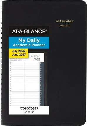 AT-A-GLANCE® Academic 2026-2027 Daily Appointment Book Planner, Black, Small, 5" x 8" AT-A-GLANCE® Academic 2026-2027 Daily Appointment Book Planner, Black, Small, 5" x 8"