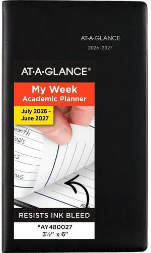 AT-A-GLANCE® DayMinder® Academic 2026-2027 Weekly Planner, Black, Pocket, 3 1/2" x 6" AT-A-GLANCE® DayMinder® Academic 2026-2027 Weekly Planner, Black, Pocket, 3 1/2" x 6"