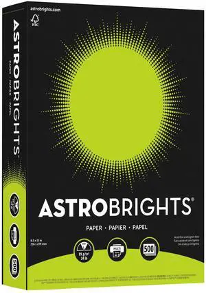 Neenah Astrobrights Bright Color Paper, 8 1/2in. x 11in., 24 Lb, FSC Certified, Terra Green, Ream Of 500 Sheets, 21588 Neenah Astrobrights Bright Color Paper, 8 1/2in. x 11in., 24 Lb, FSC Certified, Terra Green, Ream Of 500 Sheets, 21588