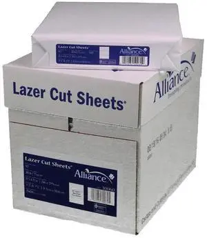 Alliance Processed Lazer Cut Sheet Copy Paper, 8.5 x 11, 20 lb., 92+ Bright, Perforated every 3-2/3", 500 Sheets Per Ream, Carton of 5 Reams. Alliance Processed Lazer Cut Sheet Copy Paper, 8.5 x 11, 20 lb., 92+ Bright, Perforated every 3-2/3", 500 Sheets Per Ream, Carton of 5 Reams.