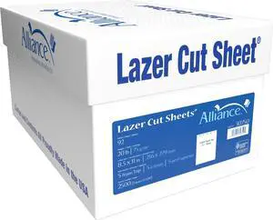 Alliance Processed Lazer Cut Sheet Copy Paper, 5 Reams, White, 8-1/2" x 11", 5-Hole Punch, 92+ Bright, 20 Lb, White, 500 Sheets Per Ream Alliance Processed Lazer Cut Sheet Copy Paper, 5 Reams, White, 8-1/2" x 11", 5-Hole Punch, 92+ Bright, 20 Lb, White, 500 Sheets Per Ream