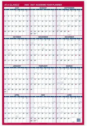 AT-A-GLANCE® Vertical Reversible Erasable Academic and Regular Year 2026-2027 Wall Calendar, Large, 36" x 24" AT-A-GLANCE® Vertical Reversible Erasable Academic and Regular Year 2026-2027 Wall Calendar, Large, 36" x 24"