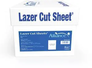 Alliance Processed Lazer Cut Sheet Copy Paper, 8-1/2 x 11, 92+ Bright, 20 Lb, White, 500 Sheets Per Ream, Carton Of 5 Reams Alliance Processed Lazer Cut Sheet Copy Paper, 8-1/2 x 11, 92+ Bright, 20 Lb, White, 500 Sheets Per Ream, Carton Of 5 Reams