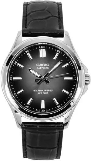 Casio Standard Analog Leather Strap Black Dial Solar MTS-RS100L-1AV Men's Watch Casio Standard Analog Leather Strap Black Dial Solar MTS-RS100L-1AV Men's Watch