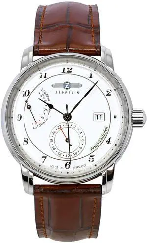 Zeppelin Friedrichshafen Leather Strap White Dial Automatic 85901 Men's Watch