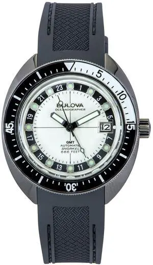Bulova Oceanographer White Dial Automatic Devil Diver's 200M Men's Watch 98B407