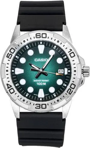 Casio Standard Analog Resin Strap Green Dial Quartz MTD-140-3AV 100M Men's Watch