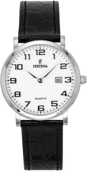 Festina Classic Leather Strap White Dial Quartz F16477-1 Women's Watch