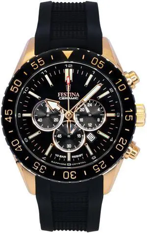 Festina Ceramic Chronograph Black Dial Quartz 100M Men's Watch F20516-2