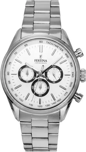 Festina Timeless Chronograph White Dial Quartz Men's Watch F16820-Q Festina Timeless Chronograph White Dial Quartz Men's Watch F16820-Q