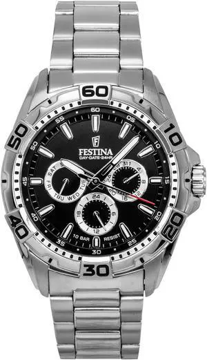 Festina Multifunction Black Dial Quartz Casual 100M Men's Watch  F20623-4
