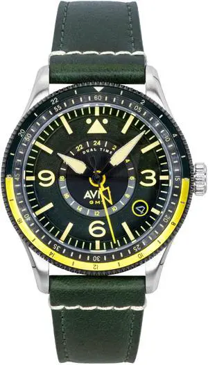 AVI-8 Flyboy Airmaster GMT Green Dial Automatic Sports Men's Watch AV-4128-03