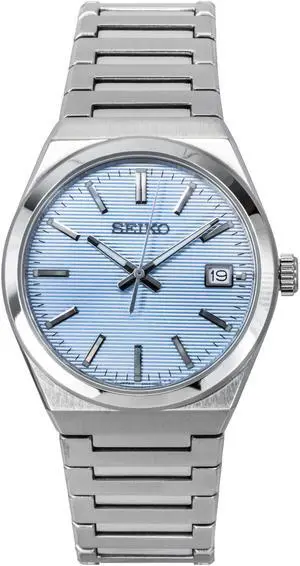 Seiko Classic Stainless Steel Light Blue Dial Quartz SUR599P1 100M Men's Watch