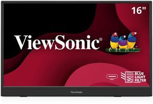 ViewSonic VA1653 16 Inch 1080p FHD IPS Portable Monitor with Eye Care, Built-in Stand, USB C, Mini HDMI, and Protective Case External Second Screen For Laptops, PC, Mac, and Gaming Consoles