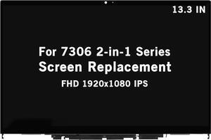 New Screen Replacement for Dell Inspiron 13 7306 2-in-1 P124G002 P125G002 FullHD 1080P Touch Screen Digitizer Assembly Bezel with Touch Control Board(1920x1080-30Pin Connector)