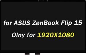 Replacement for ASUS ZenBook Flip 15 Q507 LCD Screen for ZenBook Flip 15 Q506 Q526 Display Q536 UX562 UX563 FHD 1920X1080 30 PINS LED LCD Touch Screen Display Assembly (No Bezel)