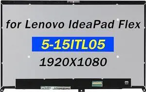 Replacement for Lenovo IdeaPad Flex 5-15ITL05 5-15IIL05 5-15ALC05 82HV 81X3 82HT 5D10S39643 5D10T77944 30pin FHD 1920x1080 LCD Touch Screen Digitizer Assembly Bezel with Control Board