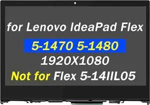 Replacement for Lenovo IdeaPad Flex 5-1470 5-1480 80XA 81C9 FullHD 1920x1080 IPS LCD Screen Display Touch Assembly Bezel(Not for Flex 5-14 81X2 81X1