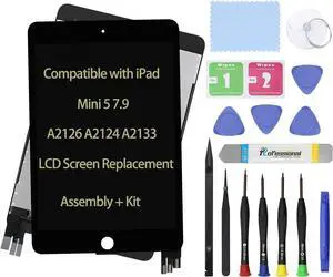 NUOLAISUN 7.9" LCD Screen Replacement Compatible with iPad Mini 5 A2126 A2124 A2133 Display LCD Assembly and Glass Touch Digitizer Premium Repair Kit + Sleep/Wake Sensor (Black)