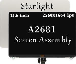 A2681 LCD Screen Replacement for MacBook Air M2 13.6" A2681 EMC 4074 MLXW3 MLXX3 MLXY3 MLY03 MLY13 MLY23 MLY33 MLY43 Full LED LCD Screen Display Assembly (Starlight)