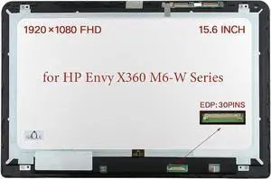 Replacement for HP Envy X360 M6-W M6-W101DX M6-W102DX M6-W103DX M6-W105DX LCD Screen LED Display + Touch Digitizer + Bezel Frame Assembly 807532-001 15.6" FHD 1920x1080