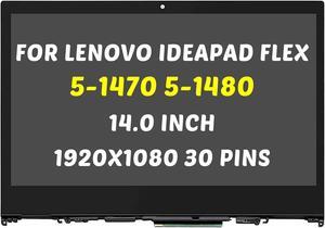 Replacement for Lenovo IdeaPad Flex 5-1470 5-1480 80XA 81C9 5D10N45603 5D10N45602 LCD Screen 1920X1080 14.0 inch 30 Pins 60Hz LED Display Digitizer Panel (for Touch Screen Only)
