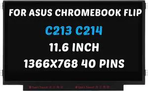 Replacement for ASUS Chromebook Flip C214 C214M C214MA LCD Screen for Chromebook FLIP C213 C213N C213NA C213S 1366x768 11.6 inch 40 Pins 60Hz LED Display Digitizer Panel (for Touch Screen Only)