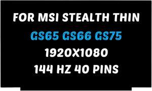 Replacement for MSI Thin GL65 GF65 GP65 GS65 GF63 LCD Screen 9SC 10SDK 10SC 10SCXR MS-16R5 1920X1080 15.6 inch 40Pins 144Hz LED Display Digitizer Panel (for Non-Touch Screen Only)