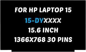 B156XTN08.1 B156XTN08.0 HW0A Replacement for HP Laptop 15 15-DY0025TG 15-DY2062NR 15-DY2087NR 15-DY2073NR 15-DY2078NR 15-EF0008CA LCD Display Panel 30 pin 60HZ (HD 1366x768 Non-Touch)