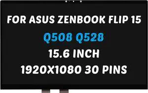 NUOLAISUN Replacement for ASUS ZenBook Flip 15 Q528 Q528E Q528EH LCD Screen Q508U Q508UG Q508UG-AC Q508UG-212.R7TBL Q528EH-202.BL 1920X1080 15.6 inch 30 Pins LED Display Panel (for Touch Screen Only