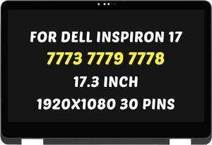 Replacement for Dell Inspiron 17 7773 7779 7778 DP/N: 07YG5J LCD Screen 17.3 inch FHD 1920X1080 30 Pins 60Hz LED Display Digitizer Panel (for Touch Screen Only)