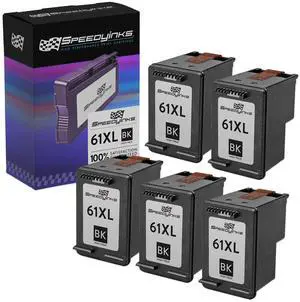 Speedy Inks Remanufactured Ink Cartridge Replacement for HP 61XL High Yield (Black, 5-Pack) Compatible with OfficeJet 2620 4630 4632 4632 4632 ENVY 4500 5539 4501 4502 4503