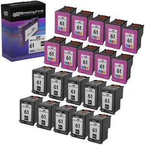 SPEEDYINKS Remanufactured Ink Cartridge Replacement for HP 61 (10 Black, 10 Color, 20-Pack)