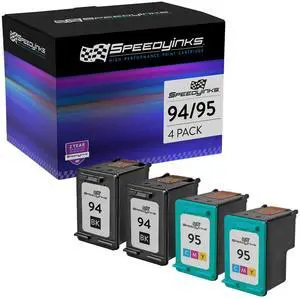 SPEEDYINKS Remanufactured Ink Cartridge Replacement for HP 94 and HP 95 (2 Black , 2 Color, 4-Pack) Compatible with HP: OfficeJet 7310 7410 H470 6215 H470wbt, PSC 2350, PSC 2355v, PSC 1600 and more SPEEDYINKS Remanufactured Ink Cartridge Replacement for HP 94 and HP 95 (2 Black , 2 Color, 4-Pack) Compatible with HP: OfficeJet 7310 7410 H470 6215 H470wbt, PSC 2350, PSC 2355v, PSC 1600 and more