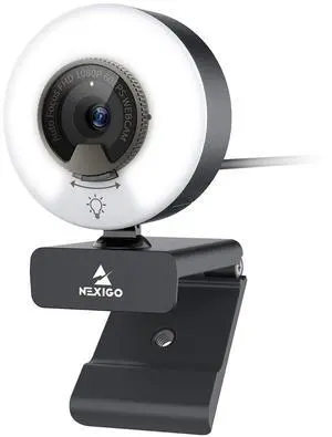 NexiGo N960E 1080P 60FPS Webcam with Light, Software Included, Fast AutoFocus, Built-in Privacy Cover, USB Web Camera, Dual Stereo Microphone, for Zoom Meeting Skype Teams Twitch