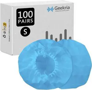 Geekria 100 Pairs Disposable Headphones Ear Cover for On-Ear Headset Earcup, Stretchable Sanitary Ear Pads Cover, Hygienic Ear Cushion Protector (S/Blue)