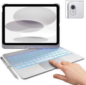 typecase Touch iPad 10th Generation Case with Keyboard (10.9", 2022), Multi-Touch Trackpad, 10 Color Backlight, 360deg Rotatable, Thin & Light for Apple iPad 10th Gen 10.9 (Silver)