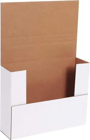Aviditi White Corrugated Cardboard Easy-Fold Mailer Box, 11" L x 8 1/2" W x 3" H, Pack of 50, Crush-Proof, for Shipping and Mailing UPS, USPS and FedEx