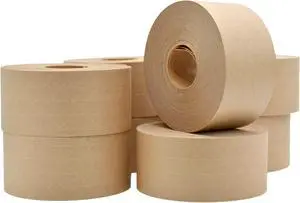 WOD WATWTE Reinforced Water Activated Kraft Tape Brown Gummed - 2.75 inch (70mm) x 375 ft. Fiberglass Tape for Packing, Shipping, & Sealing, 8 Pack
