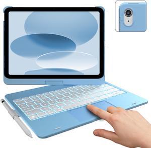 typecase Touch iPad 10th Generation Case with Keyboard (10.9", 2022), Multi-Touch Trackpad, 10 Color Backlight, 360deg Rotatable, Thin & Light for Apple iPad 10th Gen 10.9 (Sky Blue)