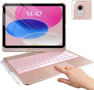 typecase Touch iPad 10th Generation Case with Keyboard (10.9", 2022), Multi-Touch Trackpad, 10 Color Backlight, 360deg Rotatable, Thin & Light for Apple iPad 10th Gen 10.9 (Rose Gold)