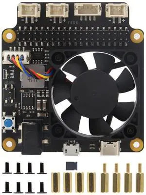 Geekworm Raspberry Pi X735 V3.0 DC 6V-30V Width Voltage Input Power Management with Safe Shutdown & PMW Cooling Fan Expansion Board Compatible with Raspberry Pi 5/4B/3B+/3B