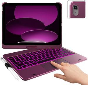 typecase Touch iPad 10th Generation Case with Keyboard (10.9", 2022), Multi-Touch Trackpad, 10 Color Backlight, 360deg Rotatable, Thin & Light for Apple iPad 10th Gen 10.9 (Raspberry)