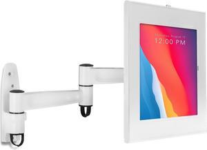 Mount-It! Anti-Theft Tablet Kiosk Wall Mount Compatible with iPad 10, 9, 8, iPad Pro 10.5, iPad Air 10.5, Locking Kiosk for iPad, Steel Full Motion Wall Mounted Kiosk, White