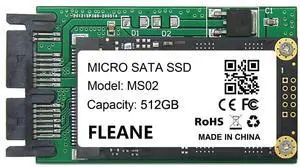 FLEANE 512GB MS02 MicroSata uSATA 1.8inch SSD Compatible with DELL XT1 XT2 IBM X300 X301 T400S T410S Replace MK1229GSG MK1629GSG MK2529GSG 1.8" HDD (512GB)