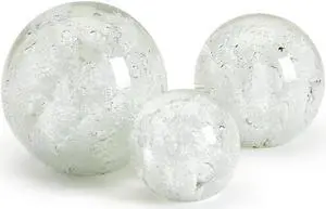 Two's Company Coral Reef Set of 3 Bubble Sphere Paperweights with White Coral