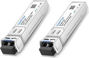2Pack 10GBASE-LR SFP+ Module, 10Gbe 1310nm, 10km, DDM LC 10G SingleMode Fiber Mini-GBIC Network Transceiver for Cisco SFP-10G-LR, Ubiquiti UF-SM-10G, Mikrotik, Netgear, Qnap NAS, D-Link