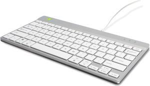 R-Go Compact Keyboard, with Break Software, Ergonomic Flat Design, Anti-RSI, USB-C/A Wired, Compatible with Windows/Android/Mac OS, QWERTY (US), Multi-Media Keys, White