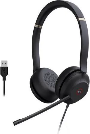 Yealink UH37 USB Headset with Microphone for PC Laptop - Headphones with Noise Cancelling Microphone for Computer,On-Ear Wired Office Call Center Headset Dual