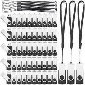 Aoriher 50 Pack USB 2.0 Flash Drives Bulk, Portable USB Thumb Drives with Lanyards, Swivel Flash Drives Thumb Drives for Office School Data Storage (512MB)